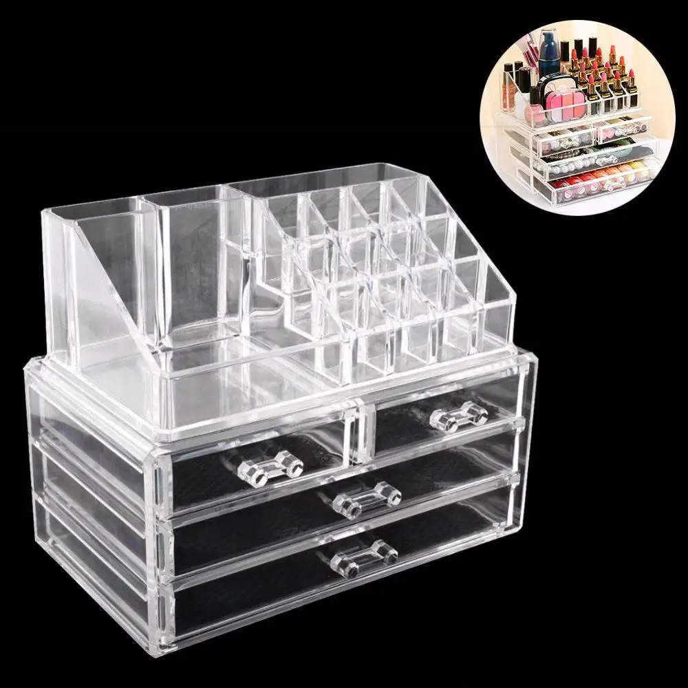 Прозрачный акриловый косметический Органайзер для макияжа чехол хранения