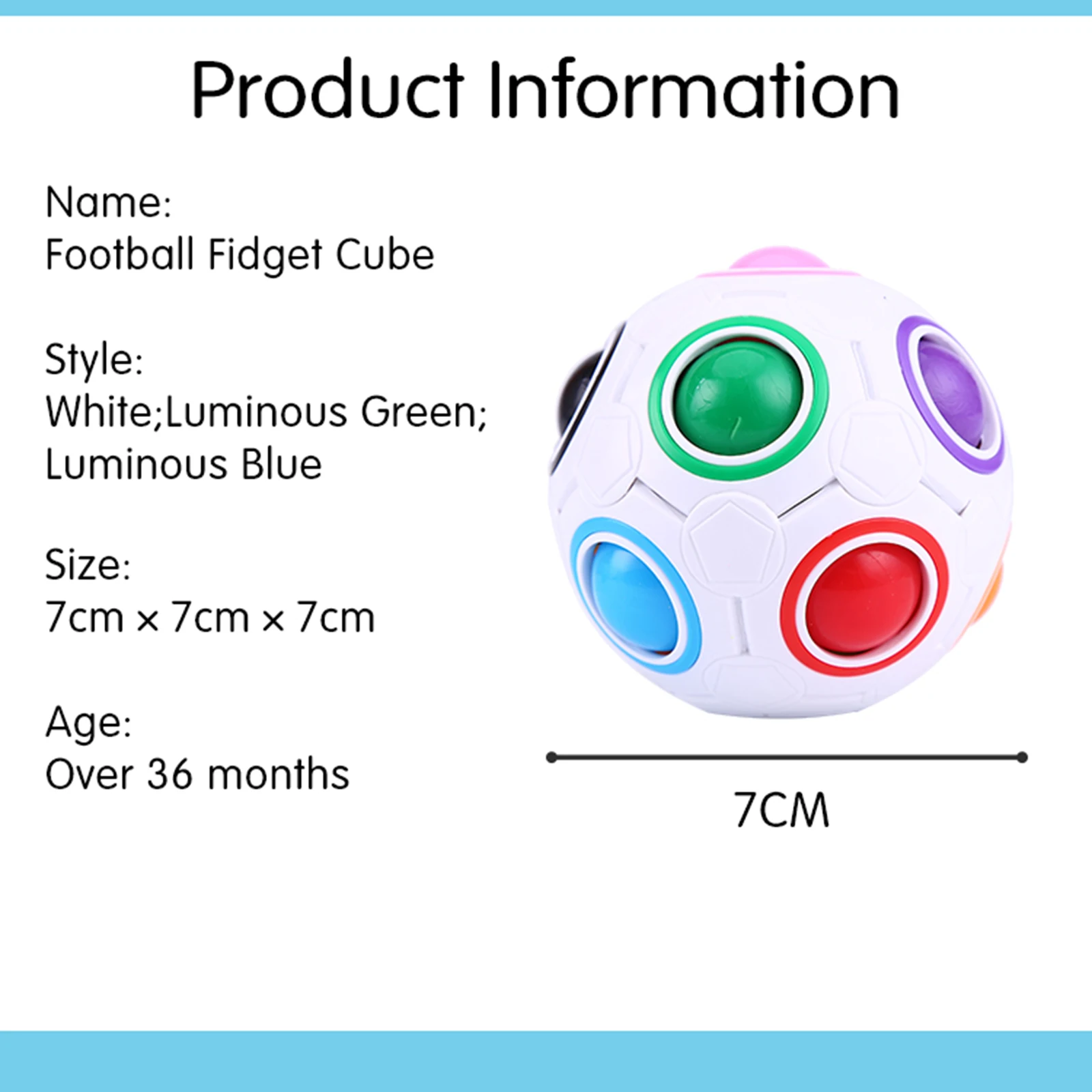 

Creative Magic Cube Ball Fidget Toy Montessori Antistress Rainbow Football Puzzle Kids Toys Stress Reliever Toy For Children