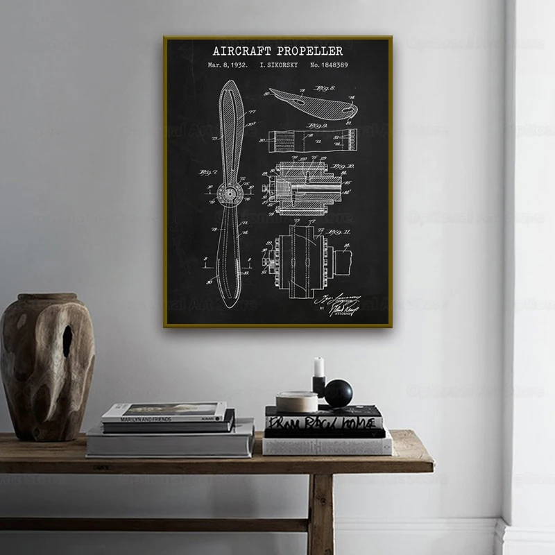 Винтажные постеры и принты летательного аппарата с винтажным пропеллером