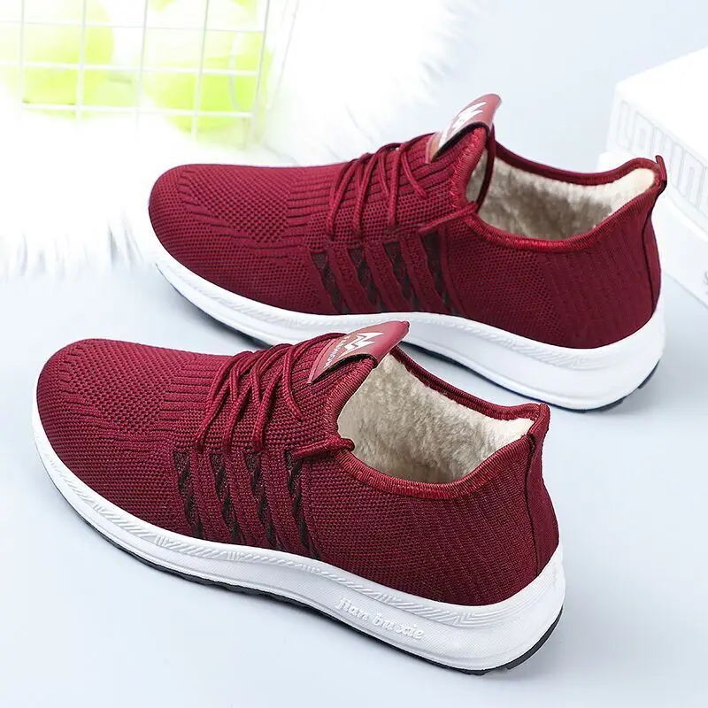 

Shoes Woman Winter Style with Fleece Thick Women's Boots Casual All-Matching Cotton Shoes Warm Luxury Designer Raise The Bottom