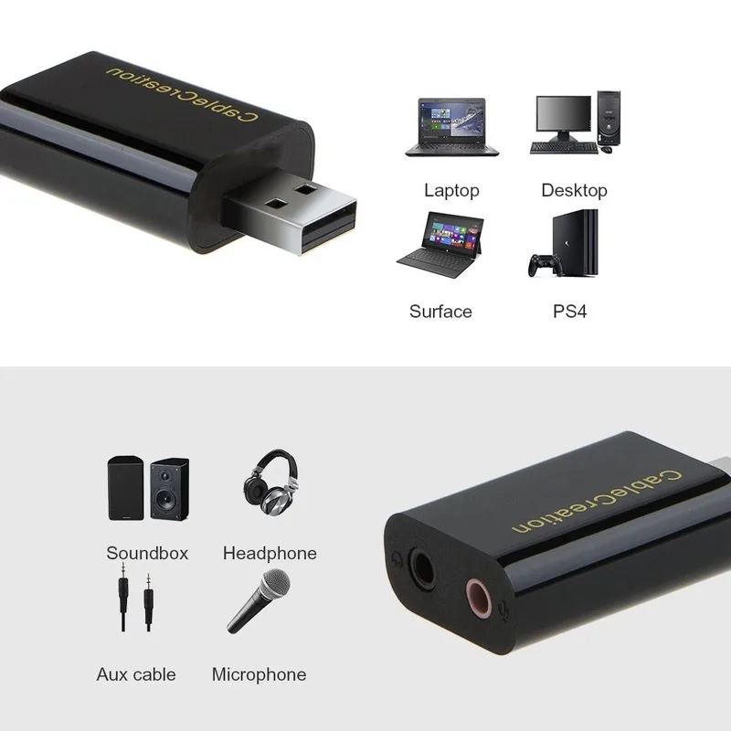 Аудиоадаптер с разъемом USB на 3 5 мм внешняя стереозвуковая карта для наушников и