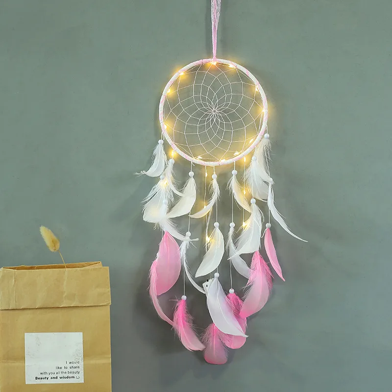 Настенный Ловец снов светодиодный ручной работы плетеные ветряные колокольчики