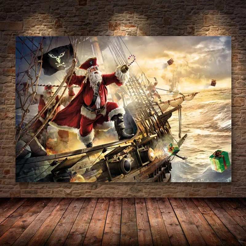 Подарочный постер с Санта-Клаусом на Рождество и зиму подушка для окна