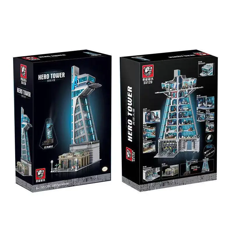 

IN Stock 5883PCS Heroes Tower UPGRAD 8 Floors with Led Lights Fit Model Building Block Bricks Boys Girls Kid Gift Toys Model