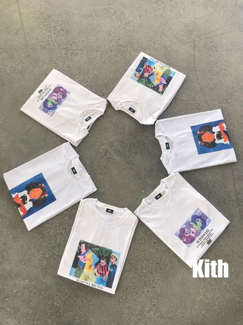

New KITH T Shirt Men Women Letter Graffiti Harajuku Round-neck T-shirt Art Sense Casual Loose Cotton Prints Are Simple Tshirt