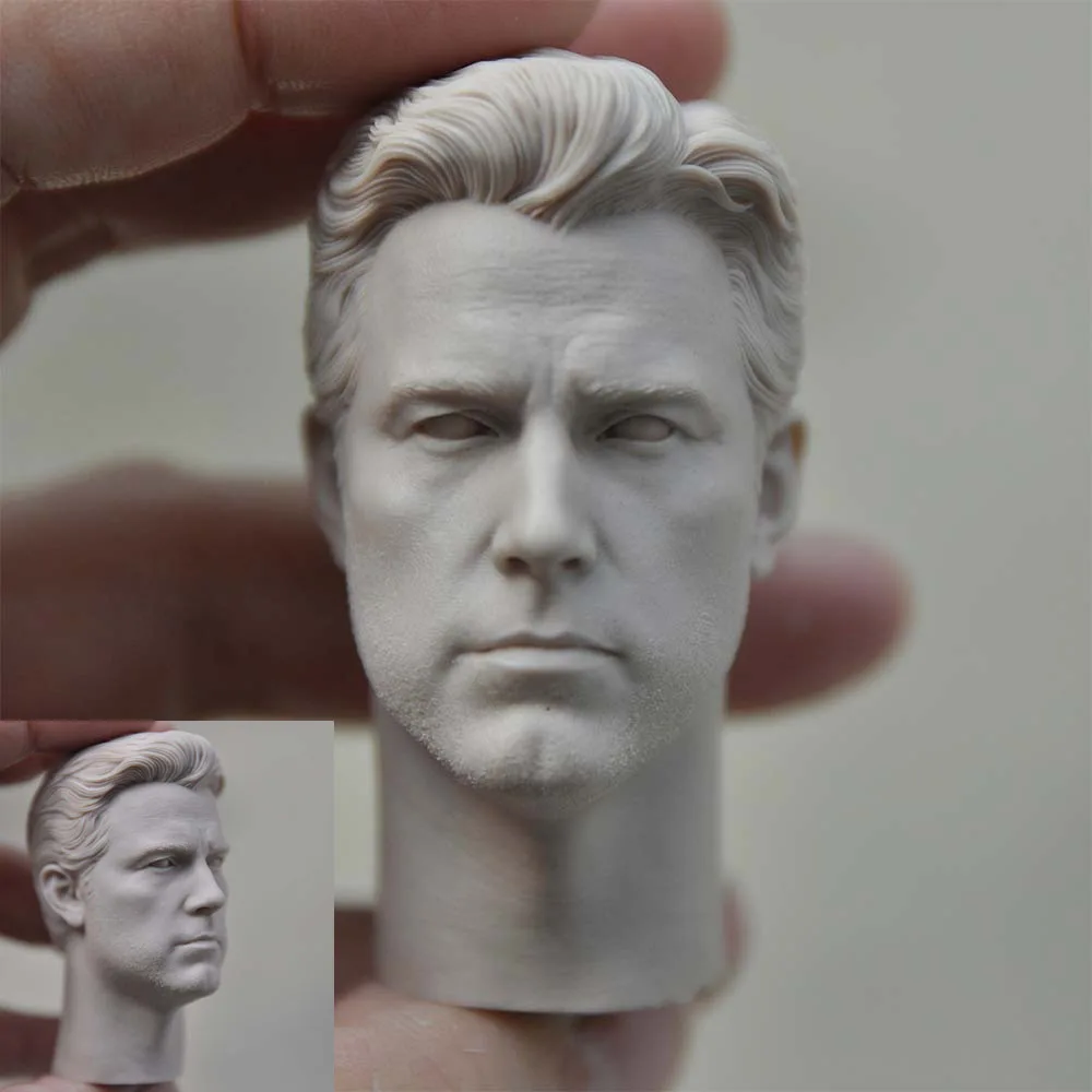 

Unpainted Head Carving 1/6 Bat Hero Ben Affleck Head Sculpt with Neck Model For 12'' Soldier Action Figure In Stock