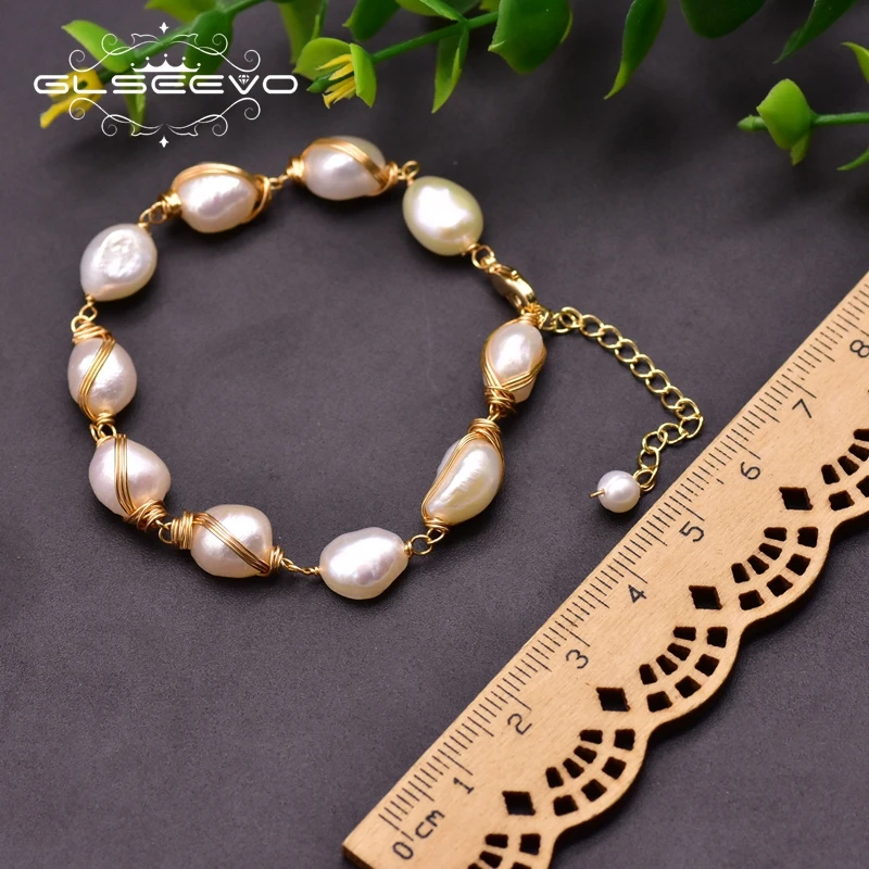 GLSEEVO натуральный пресноводный белый жемчуг двухслойные браслеты и для женщин