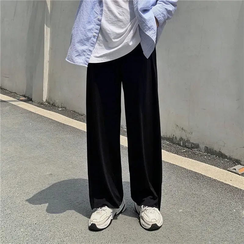 Брюки мужские хлопковые с широкими штанинами модные повседневные свободные