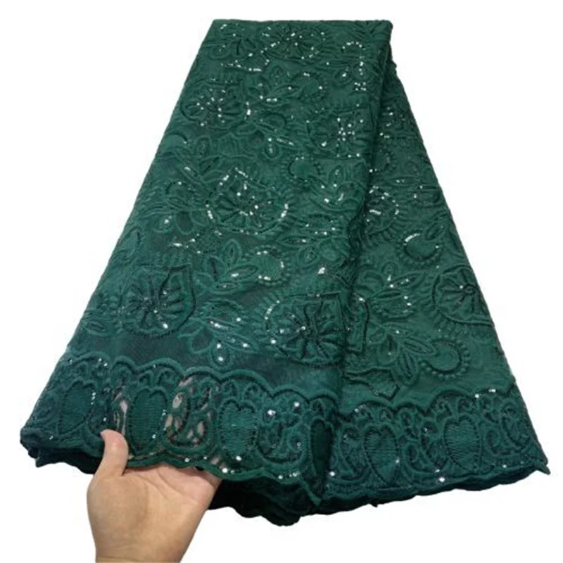 

Белая фототкань 2021 зеленая Высококачественная нигерийская Кружевная Ткань 5 ярдов французское кружево с блестками для свадебного платья