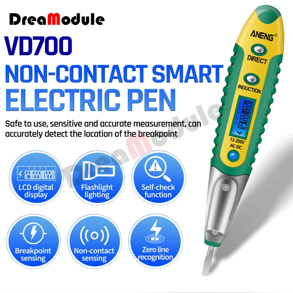 AC DC Test Pencil AC 12-250V Tester Electrical Screwdriver LCD Display Voltage Detector Test Pen Electrician Tools