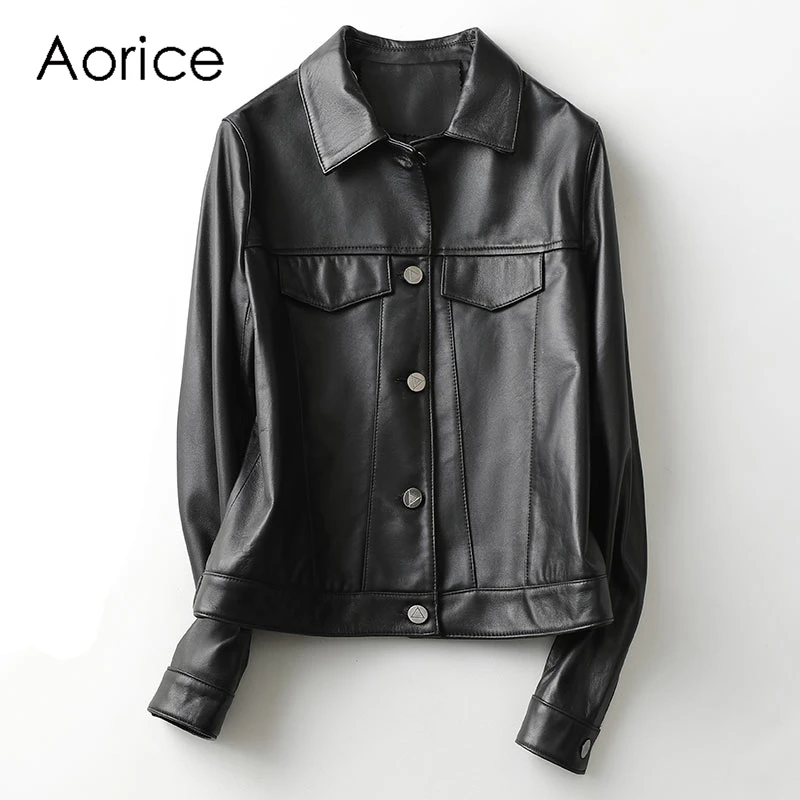 

Aorice Women Real Leather Jacket Coat Female Genuine Sheep Skin Jackets Coats A10874