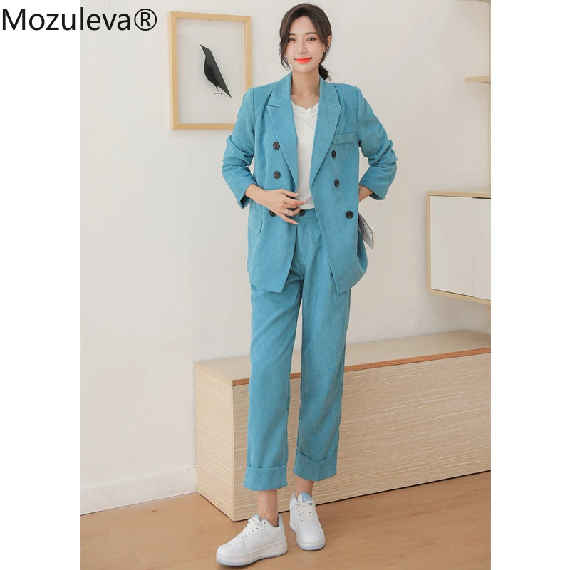 Женский вельветовый костюм-Блейзер брюки и | Женская одежда