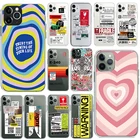 Прозрачный чехол для телефона с сердечками для Iphone 13 Pro Max 11 12 Mini X XR XS Max 7 8 6 6s Plus, мягкий силиконовый чехол с этикеткой предупреждения
