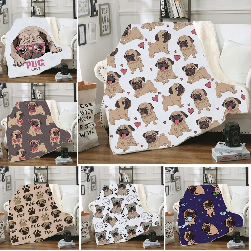 

Blanket Plush Throw Blanket 3D Pet Dog Printed Sherpa Fleece Microfiber Throw Blanket 2021 Gift Drop Shipping