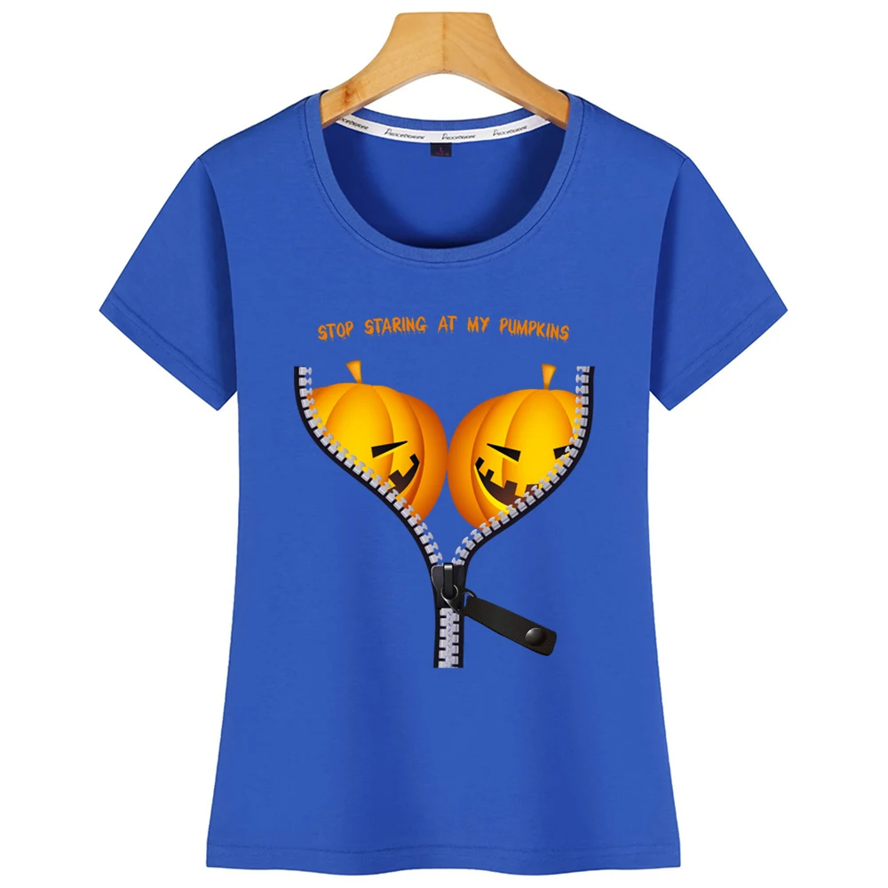 Топы футболки женские костюмы на Хэллоуин тыква забавные сексуальные Харадзюку