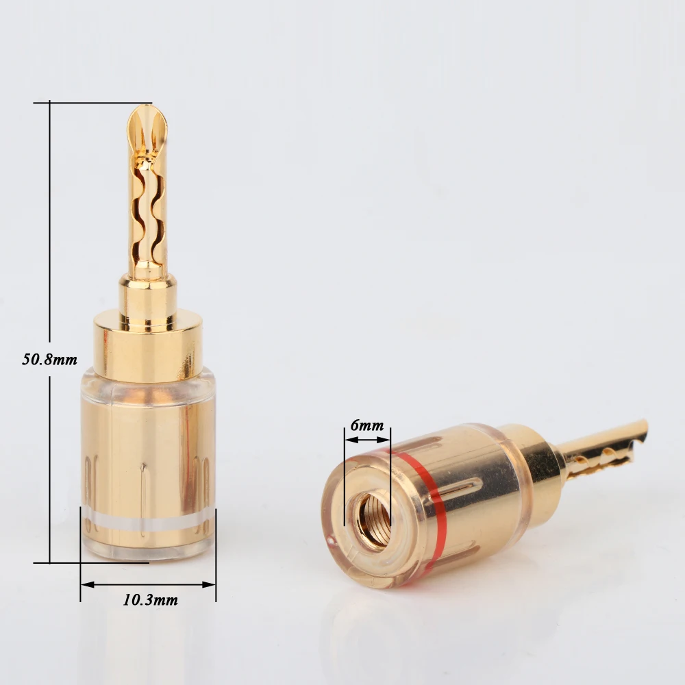 

4Pcs Hifi Audio Gold Plated Brass BFA Banana Connector Banana Plug Adapter Speaker Wire Connectors