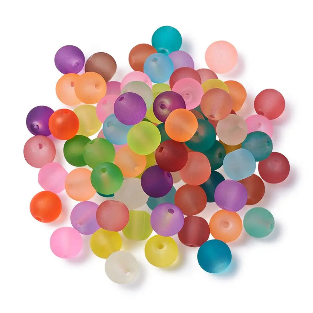 

500pcs Transparent Round Frosted Glass Beads for Jewelry Making Handmade DIY Necklace Bracelet Colorful Frosty Bead Bulk 4/6/8mm