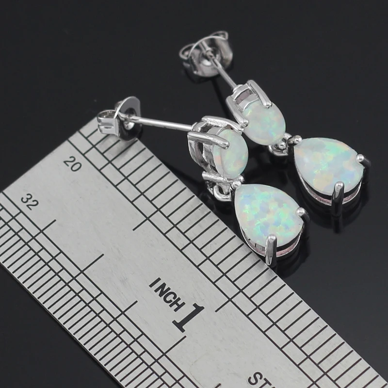 

White Fire Opal Copper Fashion Jewelry Ear Stud Earrings for Women OE242