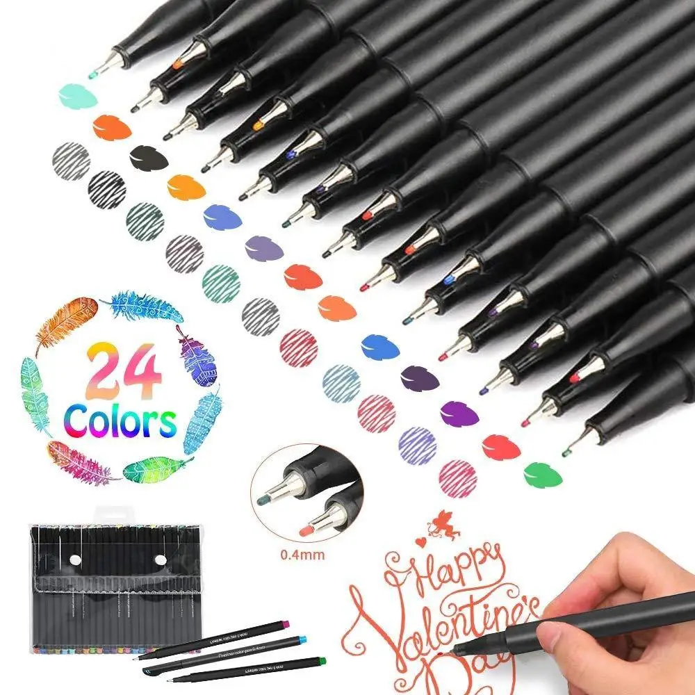 

24 Color Colored Pens Fine Point Markers Fine Tip Drawing Pens Painting Supplies Sketching Journals Porous Fineliner Pen