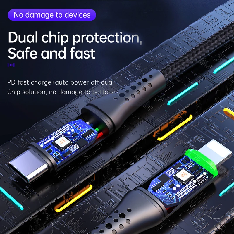 Mcdodo 36w Usb Type C Pd Auto Disconnect Cable For Iphone Lightning 12 11 Pro Max X Xr Xs Max 8 Fast Charge Usb C Led Data Cable