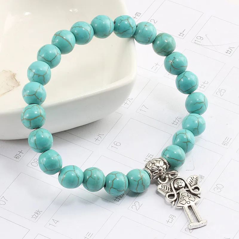 Шарм для мужчин и женщин натуральный камень браслет из бисера Ангел Кулон