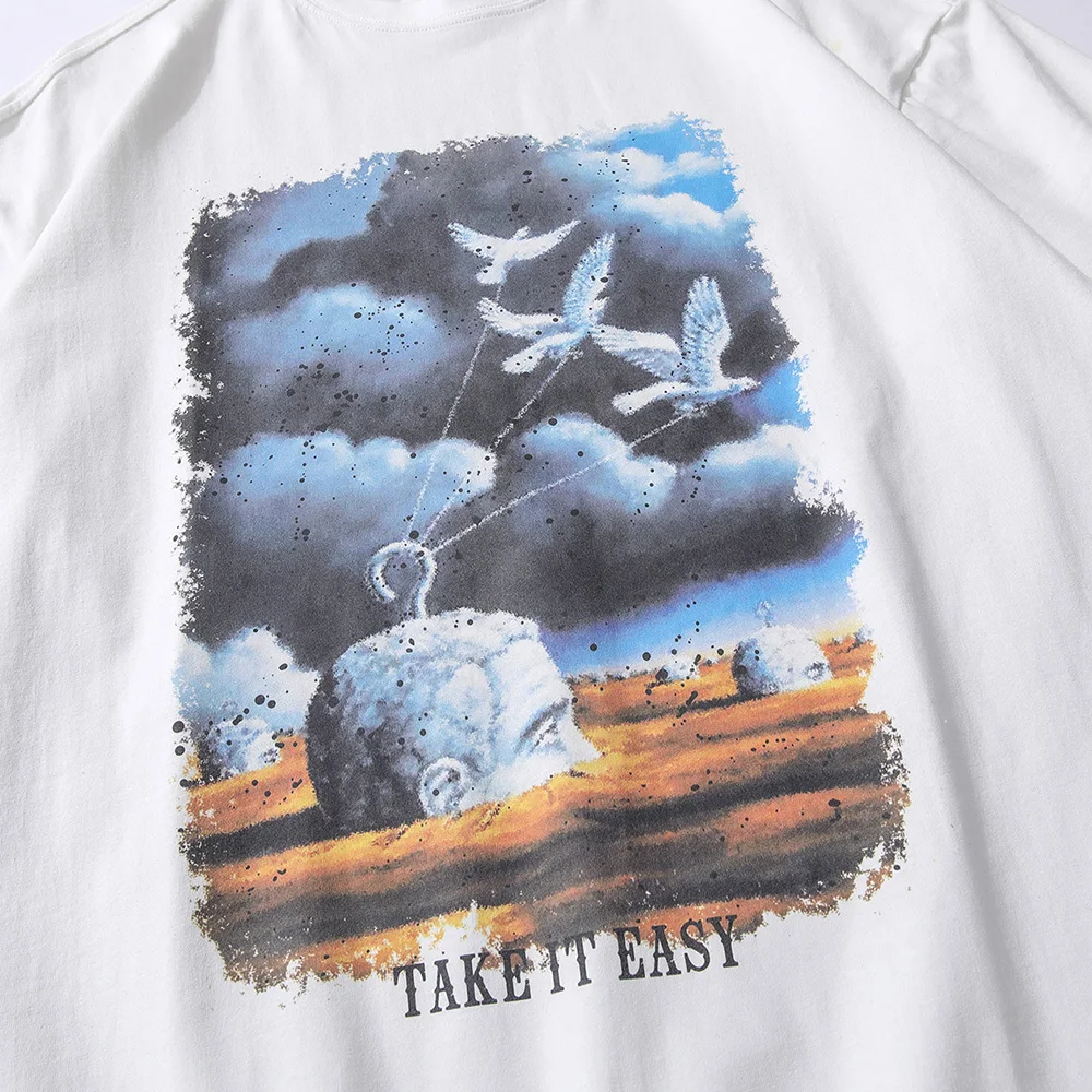 

Aolamegs Oversized T-shirt Harajuku Men's T-Shirts illustration Casual Tops Tee Shirts For Men Summer Unisex Fashion Streetwear