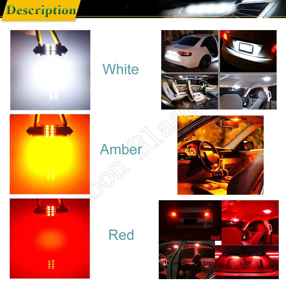 Сверхъяркая желтая Светодиодная лампа C5W 3014 SMD 31 мм 36 39 41 2 шт.|Сигнальная лампа| |
