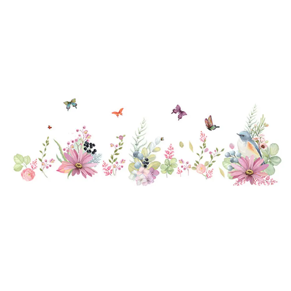

2021.Beautiful Flowers birds butterfly wall sticker Warm bedroom decor Decals wallpaper home decoration stickers