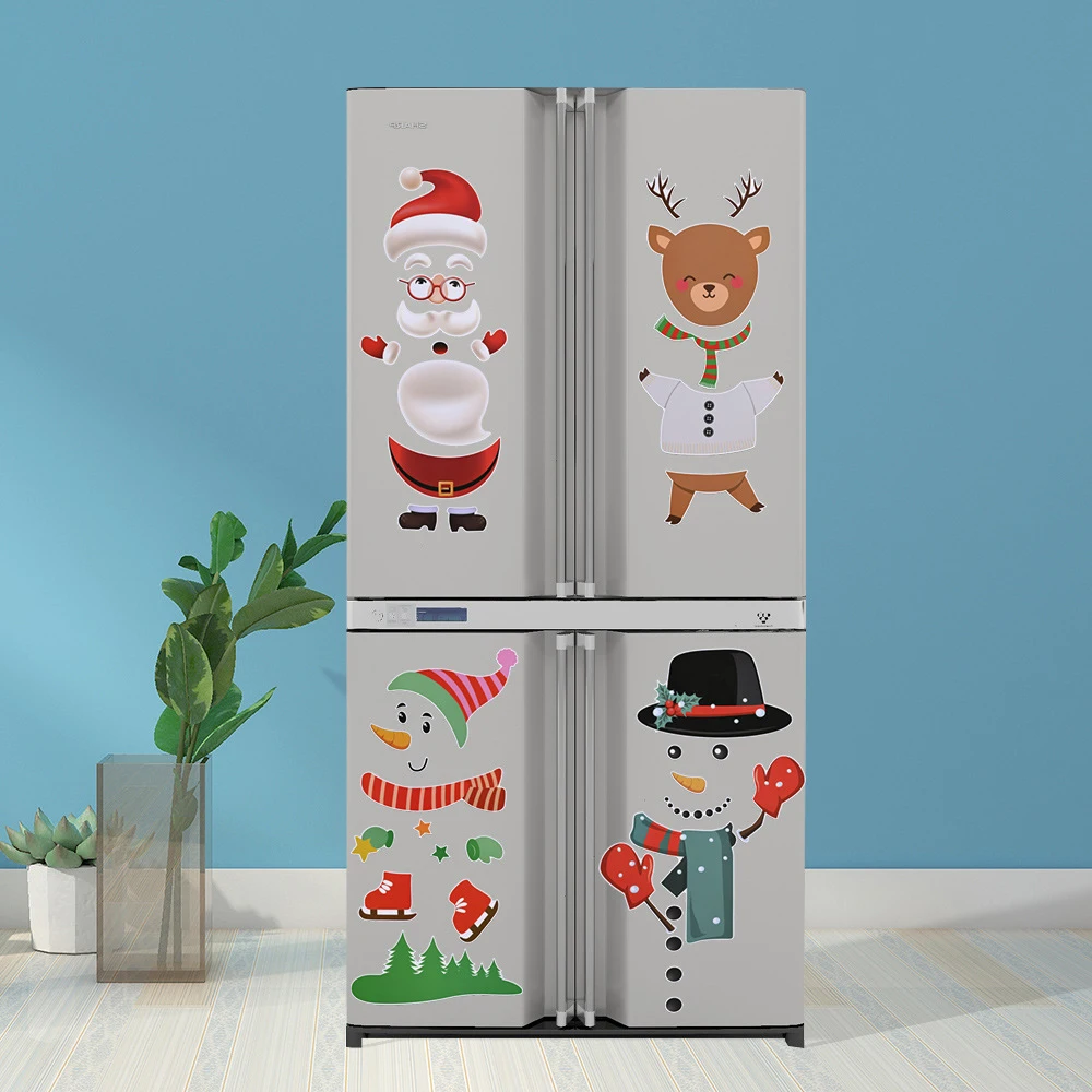 

Christmas Magnetic Refrigerator Sticker Christmas Santa Claus Elk Magnet Fridge Decorative Christmas Creative Cartoon Sticker