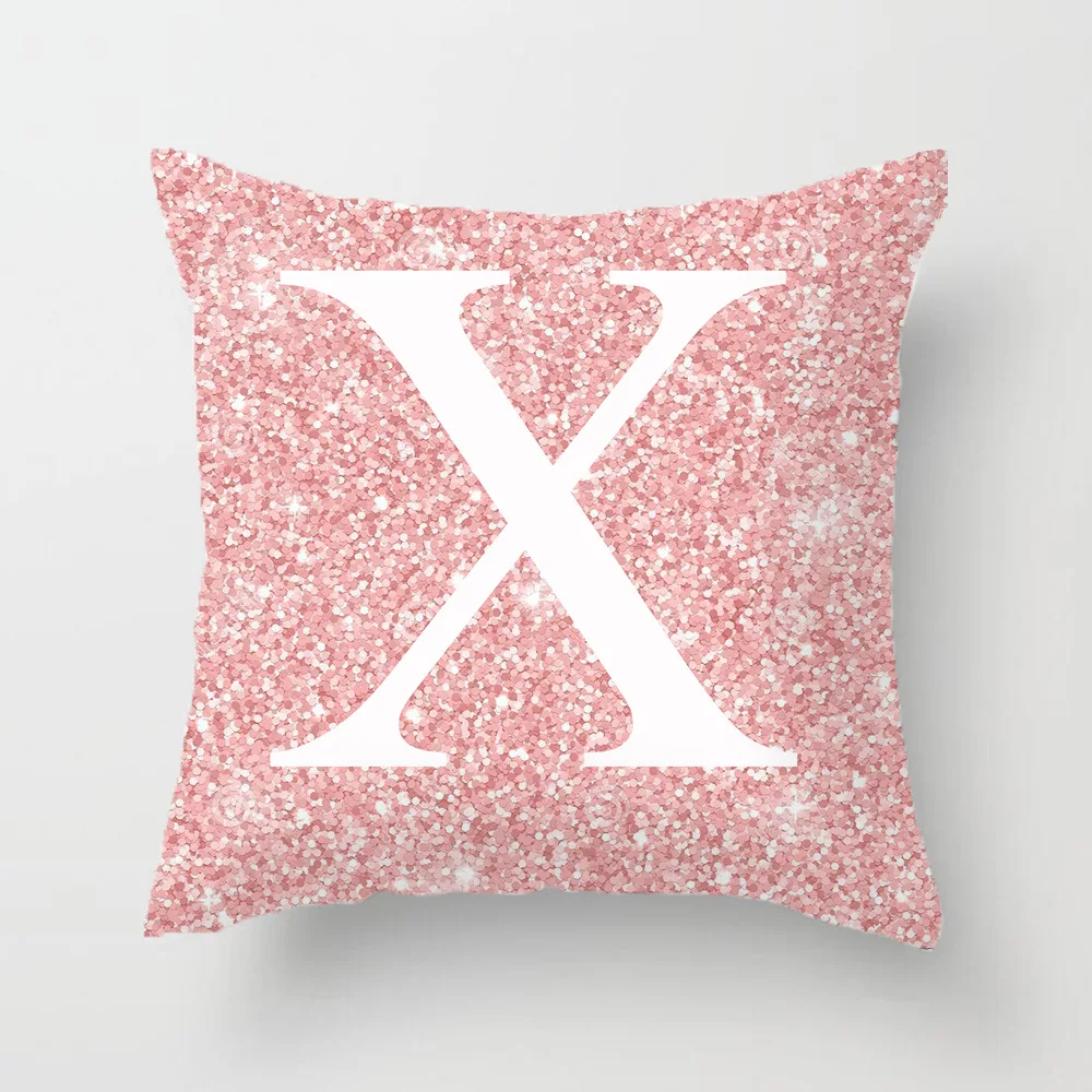 45*45cm Retro Pink Letter ABCD Cushion Cover Cotton Glitter Case Polyester Home Decor Bedroom Decorative Sofa Pillows | Дом и сад