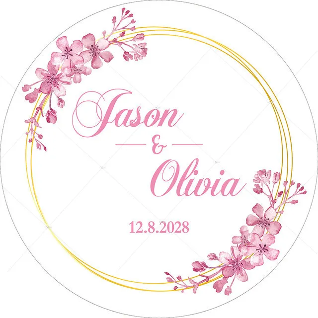 

Wedding Custom Circle Round Backdrop Golden Frame Birthday Party Baby Shower Flowers Decorations Photography Backgrounds Covers