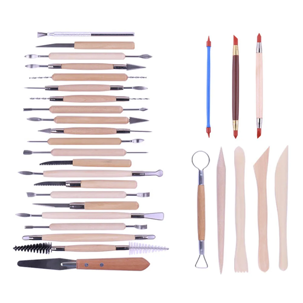 30pcs tool 22/43 шт. инструменты для керамики глины Скульптура инструменты для полимера, инструмент для лепки керамика Моделирование резные сглаживания воск комплект - Цвет: 30pcs tool