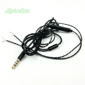 Черный кабель для ремонта наушников, запасной провод для гарнитуры сделай сам с контроллером громкости микрофона, 4-полюсный разъем 3,5 мм