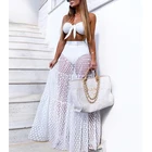 Женская сетчатая прозрачная Макси-юбка, юбка с запахом, Пляжное Тюлевое Прозрачное платье, женская накидка, кружевное вязаное платье