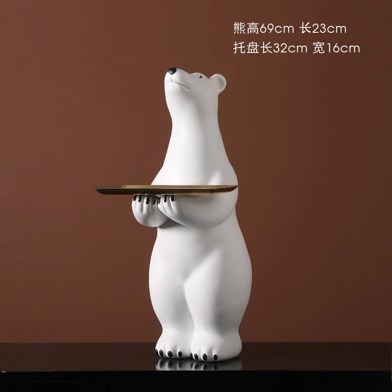 

Nordic Polar bear floor bear ornaments large animal creative light luxury TV cabinet Xuanguan desktop decoration storage tray
