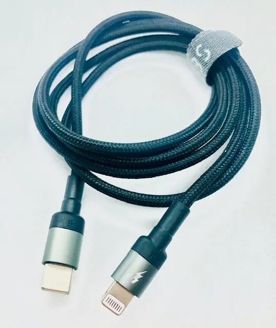 USB кабель Type-C to iPhone 5/6/7 3BS-RC138 PD Fast 3A нейлоновый черный