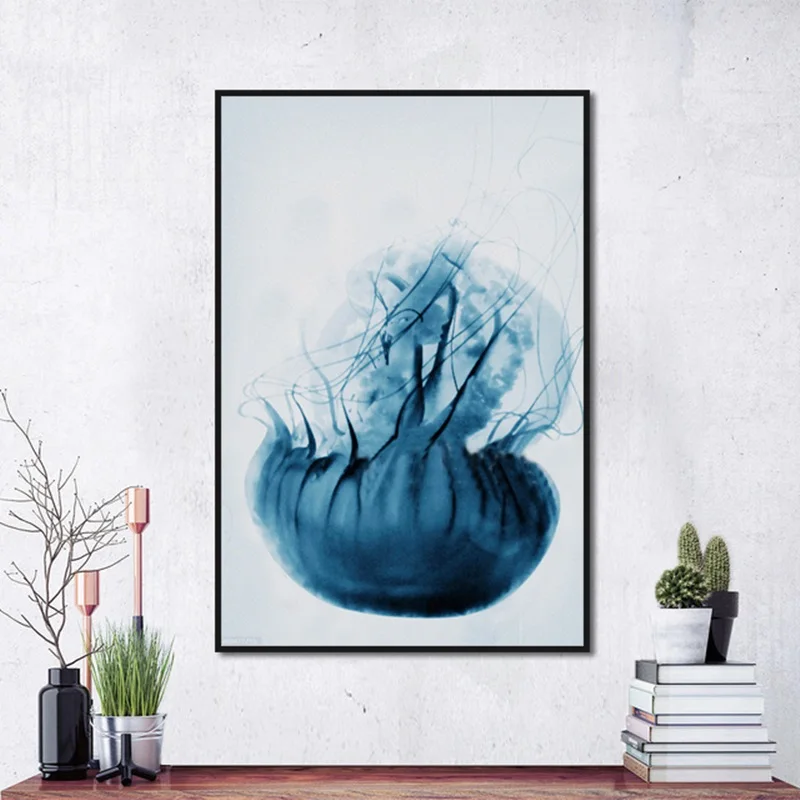 Скандинавский элегантный стиль светильник голубая Медуза холст масляное