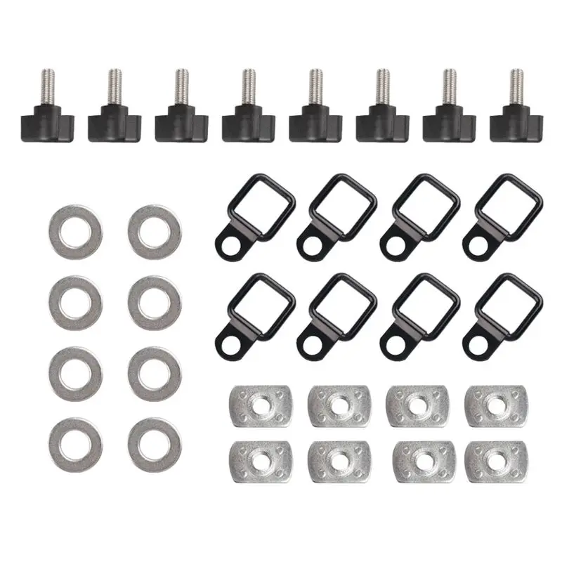 

8 шт. Твердые быстросъемные крепежные болты и гайки + крепежные D-образные кольца крепления подходят для 1995-2017 Wrangler JK YJ TJ JKU