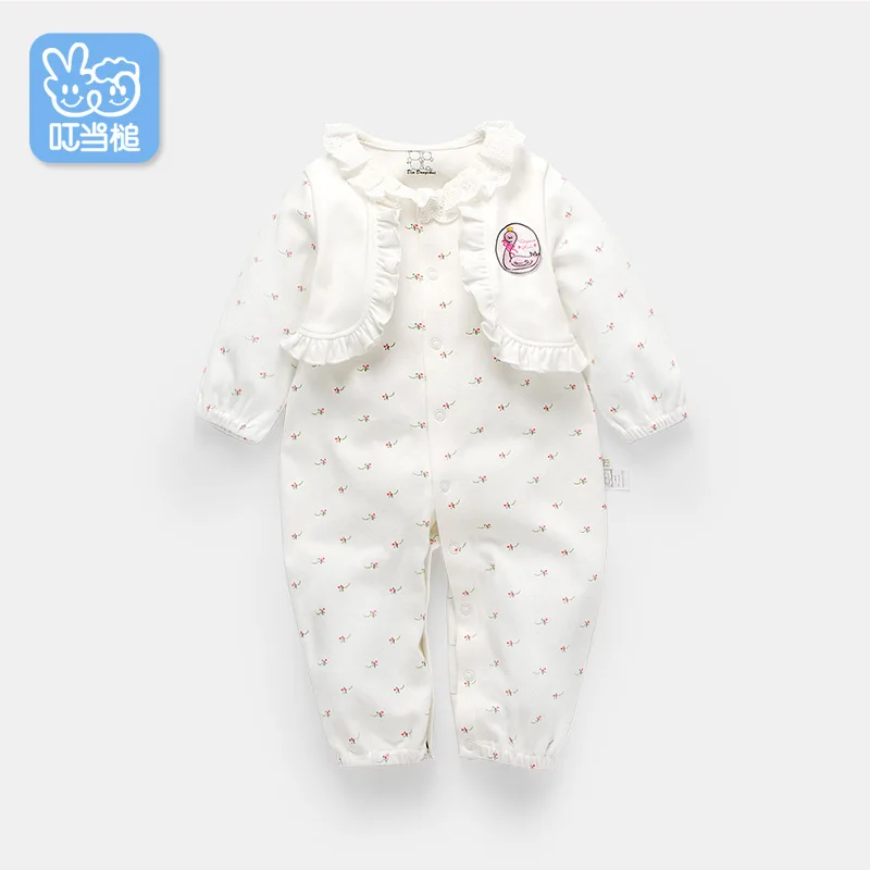 Комплект осенней одежды для маленьких девочек с аппликацией в виде лебедя узор