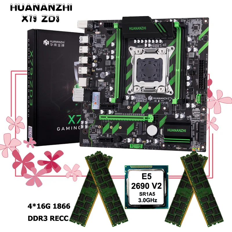 HUANANZHI X79 ZD3 MATX Процессор Оперативная память комбо NVMe/NGFF Dual M.2 Слот Ксеон E5 2690 V2