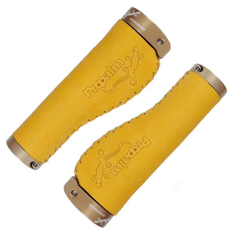 yellow Propalm Запираемые велосипедные ручки из воловьей кожи, чехлы для руля для MTB шоссейных велосипедных гонок, противоскользящие ручки с заблокированным кольцом - Цвет: yellow