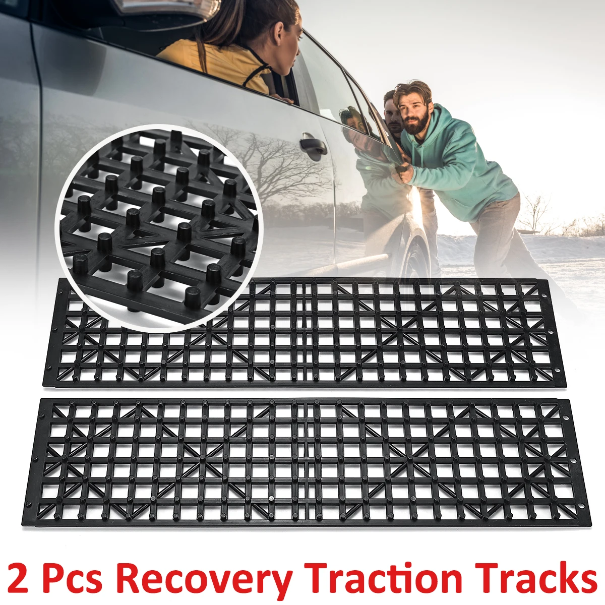 A2Pcs Car Road Trouble Clearer Auto Vehicle Truck Winter Snow Chains Mud Tires Recovery Traction Mat Wheel Chain Non-slip Tracks |
