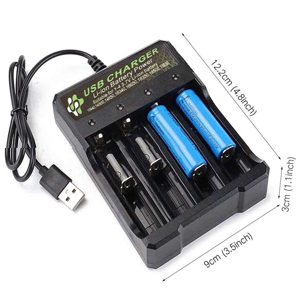 

18650 Black Smart Charger For Charging Rechargeable Battery Li-Ion Charger 4 Slots Independent Battery Charger Compact Design