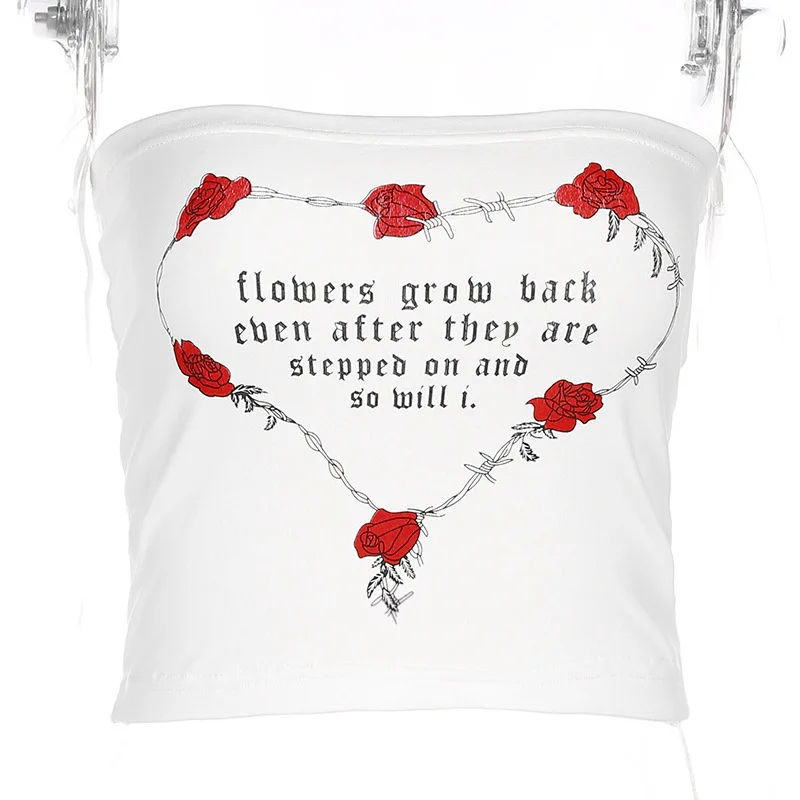 Женский Короткий Топ без бретелек с цветочным принтом летняя уличная одежда