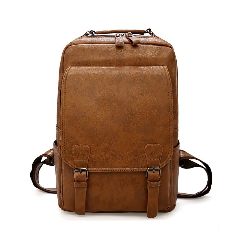 Pu Leather Backpack Laptop Male School Bag High Quality Men Vintage Waterproof Casual Travel Fashion Bags for Girl Teenager Boys | Багаж и
