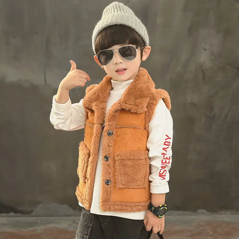 Винтажный детский утепленный жилет зимний шерстяной для мальчиков ковбойский