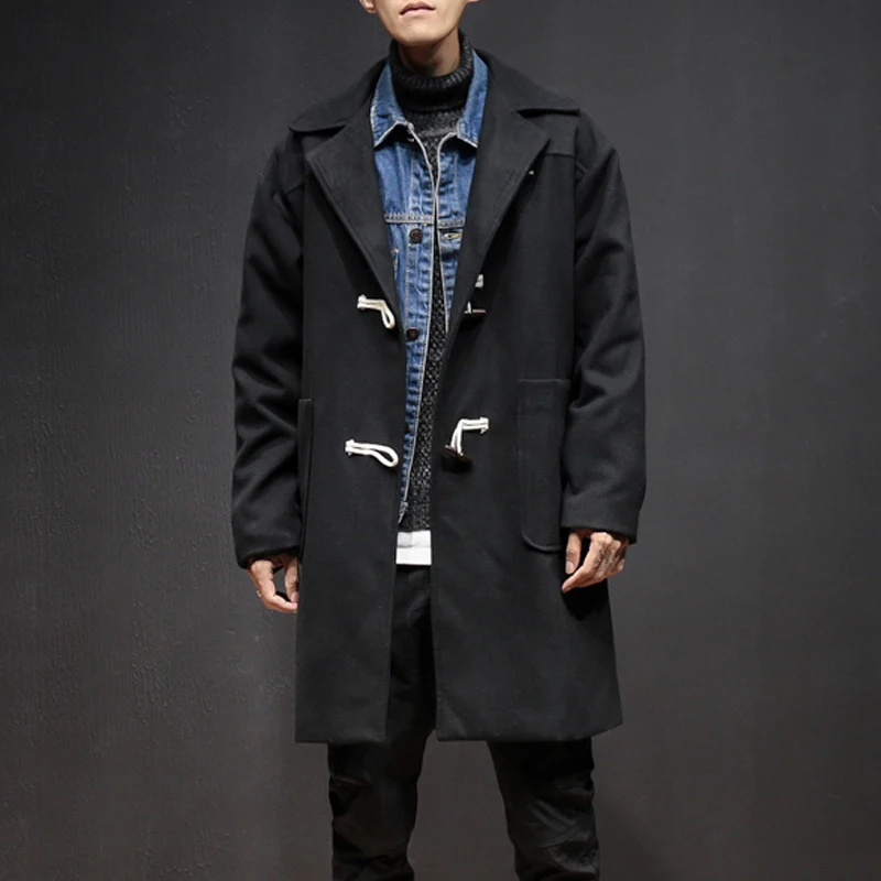 2020 зимнее повседневное хлопковое пальто Тренч для мужчин с роговыми пряжками