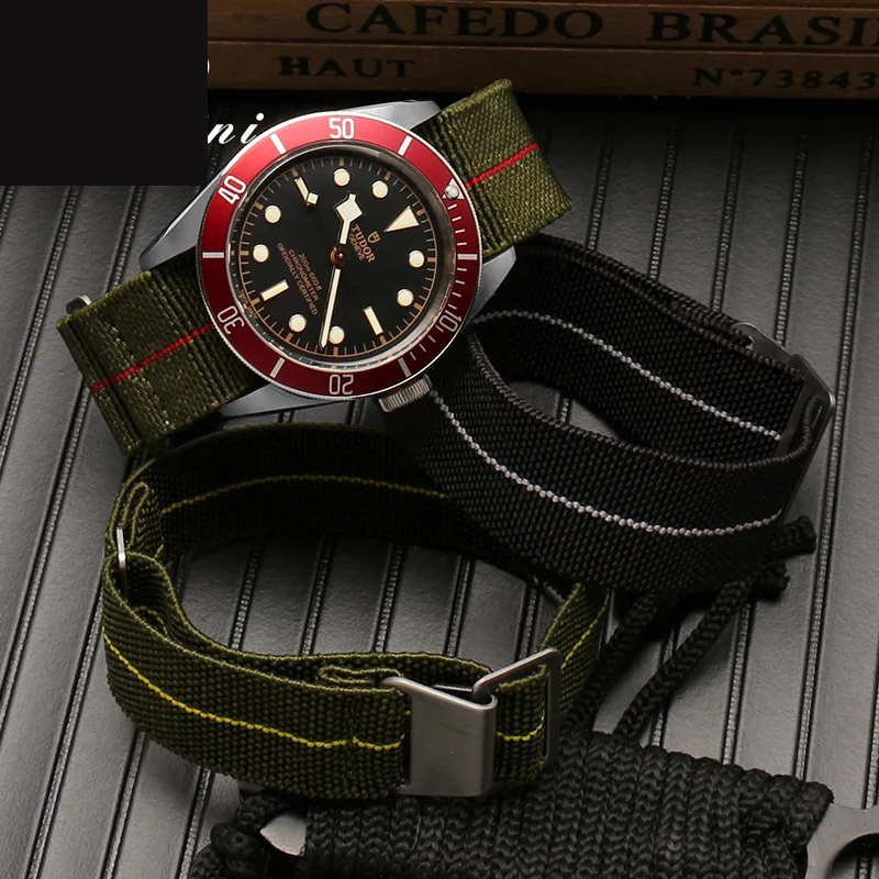 Elastic Nylon Band 20mm 22mm French Troops Parachute Bag Watchband for Samsung watch 3 46mm Classic Active2 for Huawei WatchGT 2