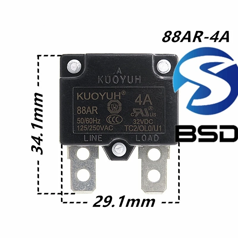 

Circuit Breakers KUOYUH Overcurrent Protector Overload Switch 4A 88AR Series Automatic Reset