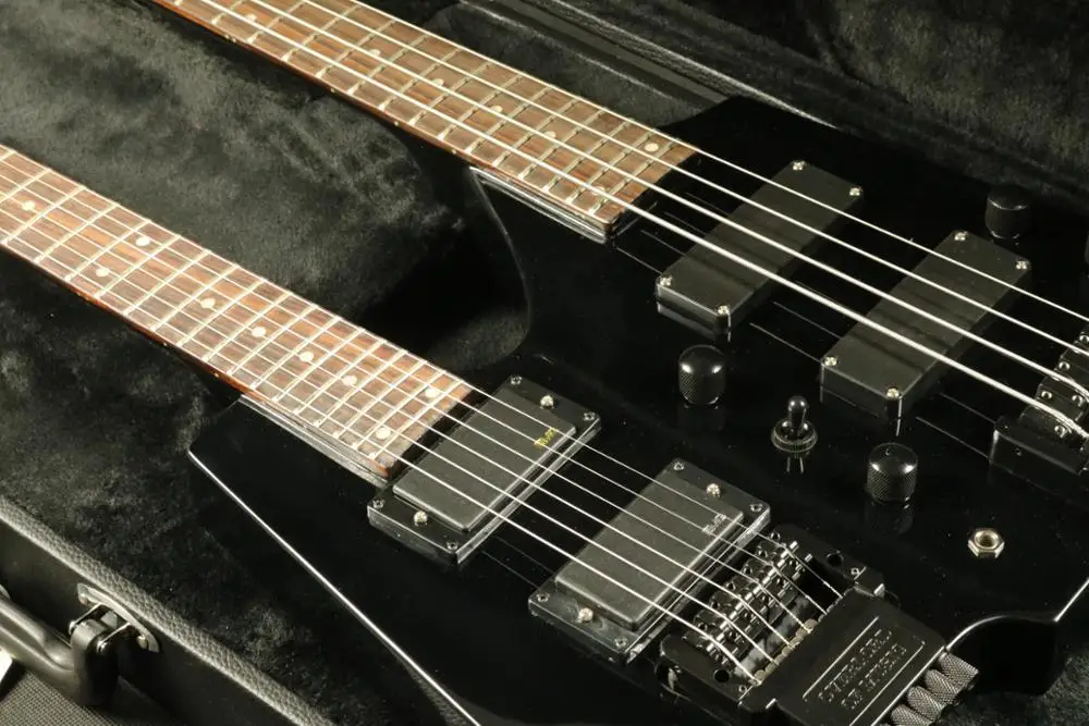 Hign конец качество двойная электрическая гитара ra черный цвет Безголовый бас